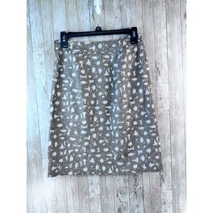 Boden Womens Skirt Sz 4‎ Regular Taupe Ivory  Linen Blend Pleated A Line Pockets